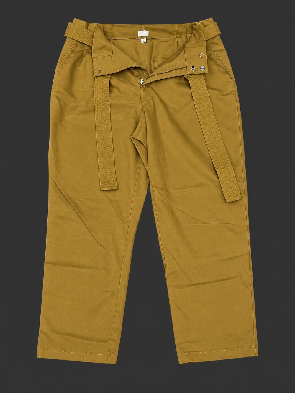 Women’s High-Rise Belted Chino Pants - Mustard